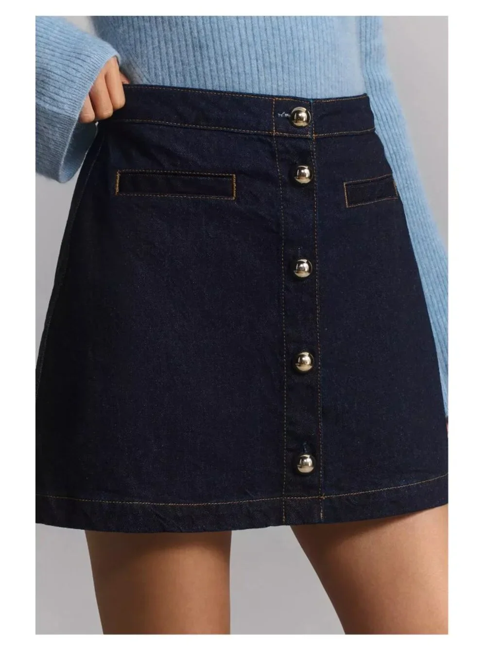 Reformation Amara High Rise Denim Mini Skirt Dark Blue 28